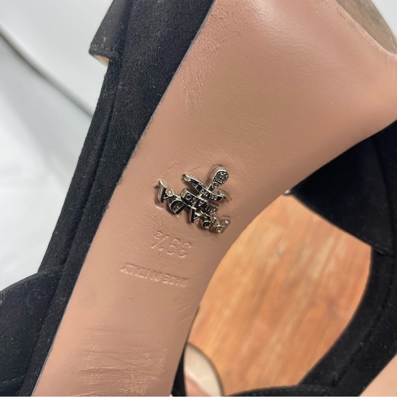 PRADA Black Suede Block Heel Platform Sandals ankle strap, 39.5 - Picture 9 of 12